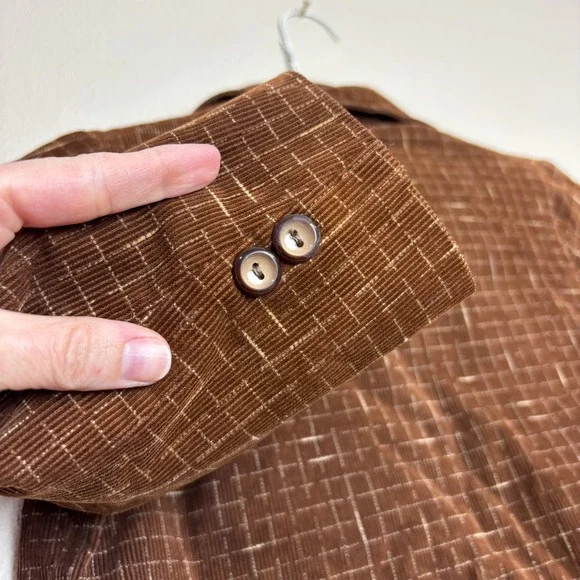 1960s Boys Corduroy Blazer Brown Windowpane Barry Boy Size 6 Vintage Jacket - Picture 16 of 16